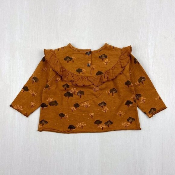 NWOT* Play Up Portugal Organic Cotton Ruffle Top in Warm Brown (9m) - Picture 6 of 10